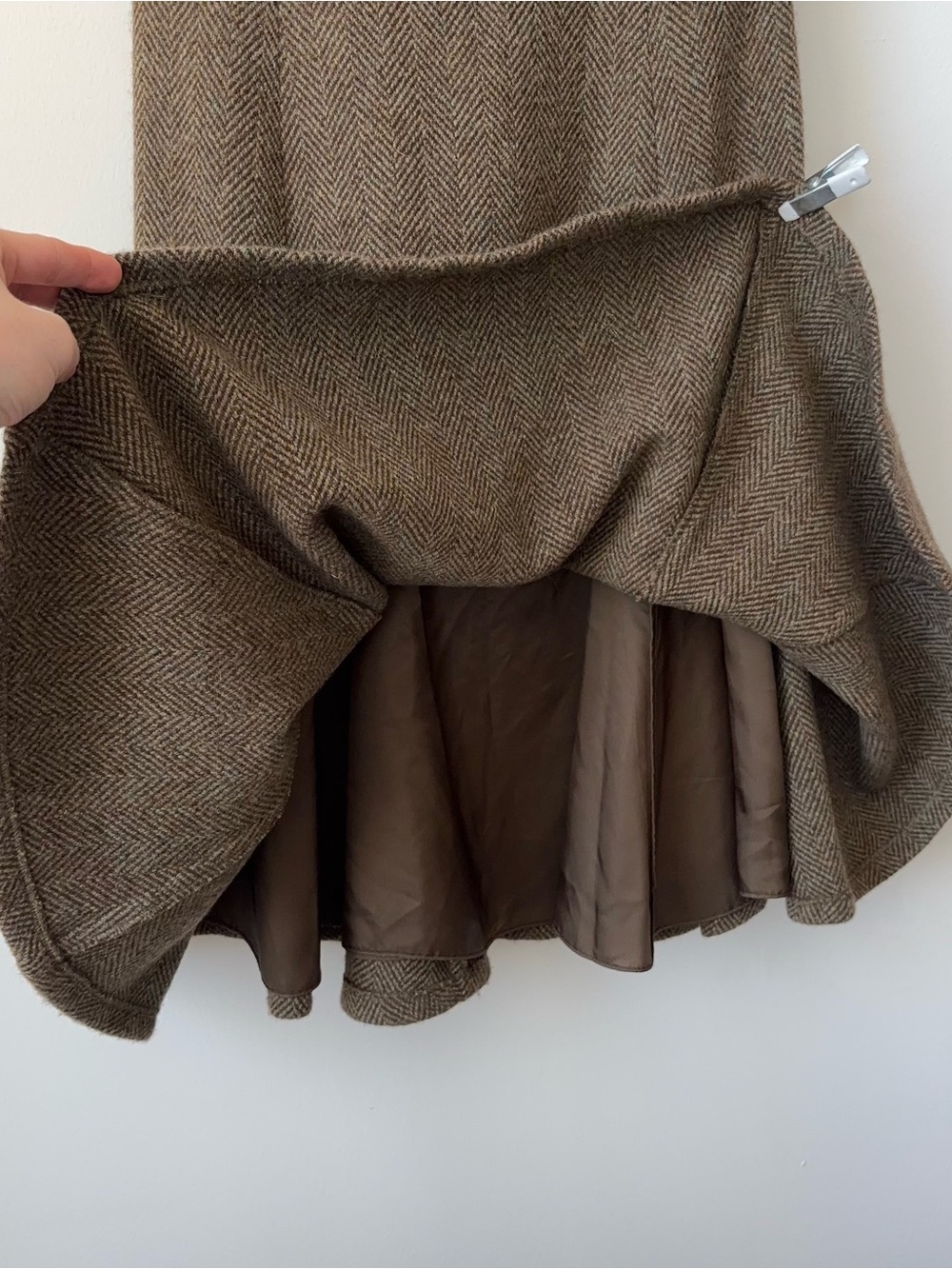 Vintage Ralph Lauren 100% Wool Herringbone Tweed Slip Dress Size 2 Blue Label - Picture 7 of 14